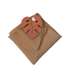 Anneau de dentition feuille terracotta et lange marron