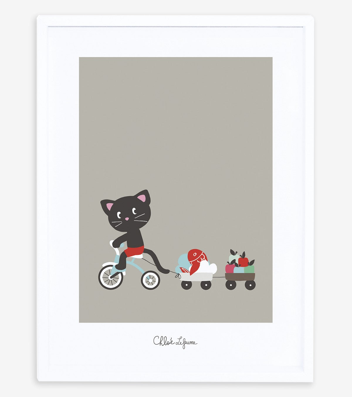 MOKA & POM - Affiche enfant - Chat et tricycle