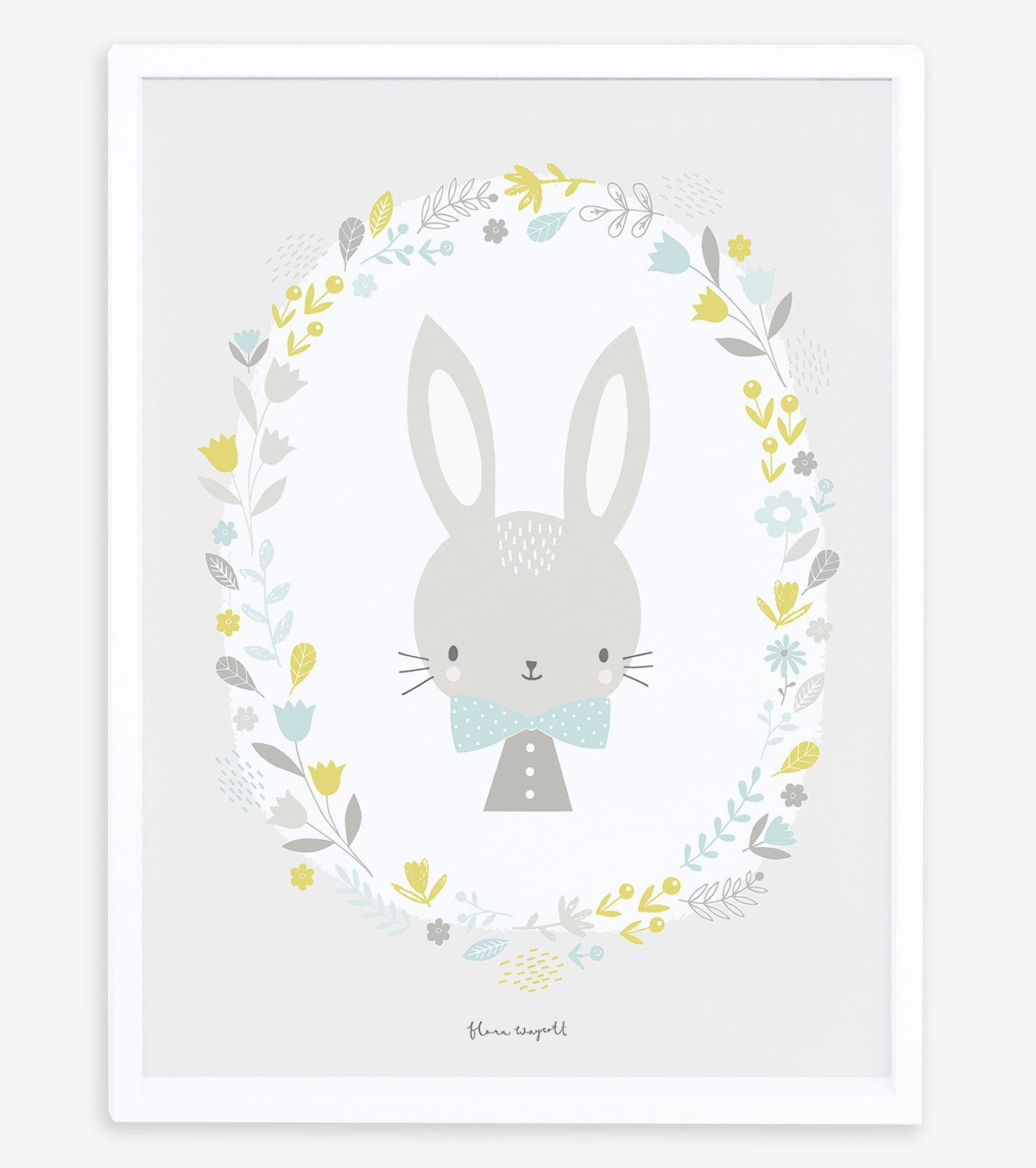 SWEET BUNNIES - Affiche enfant - Bébé lapin et fleurs