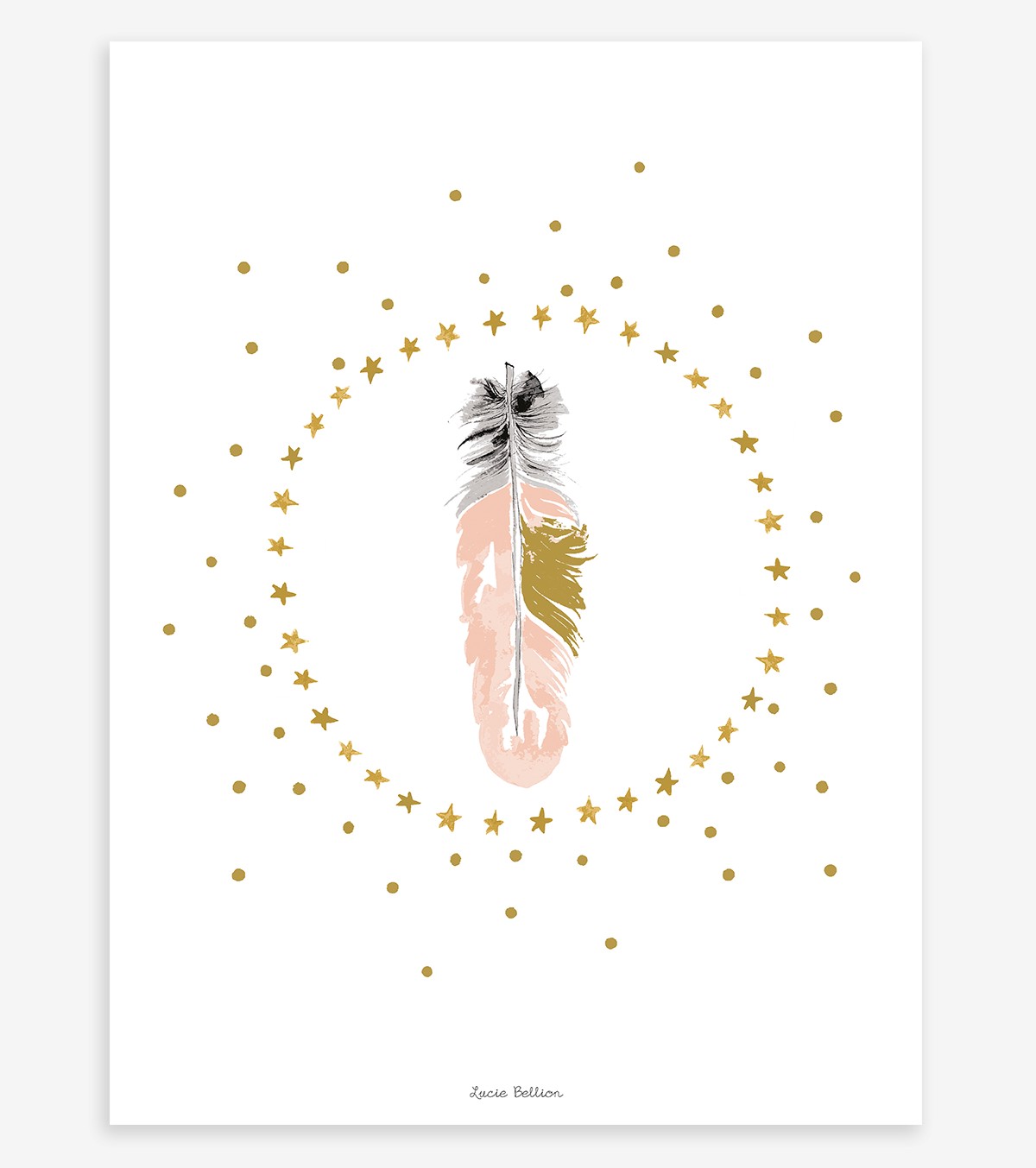 FLAMINGO - Affiche enfant - Plumes et étoiles