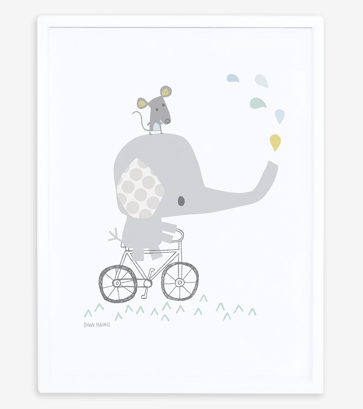 SMILE IT'S RAINING - Affiche enfant - Éléphant sur son vélo