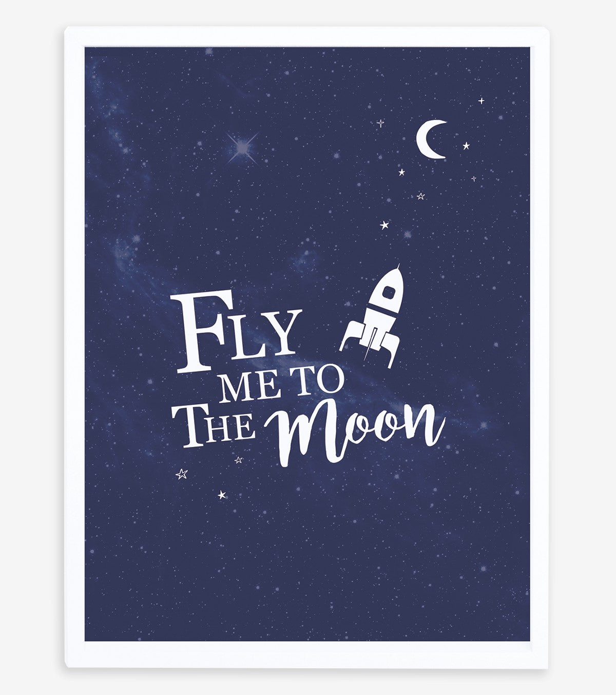 FLY ME TO THE MOON - Affiche enfant - Espace et fusé