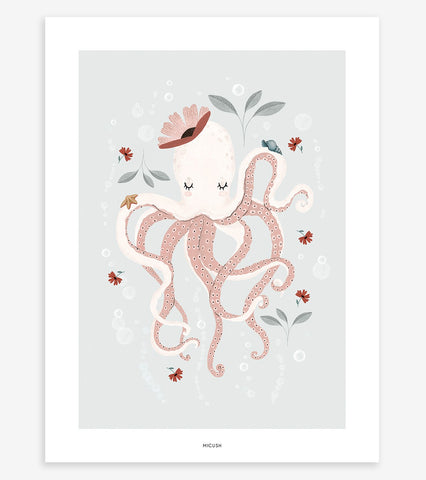 OCEAN FIELD - Affiche enfant - La pieuvre