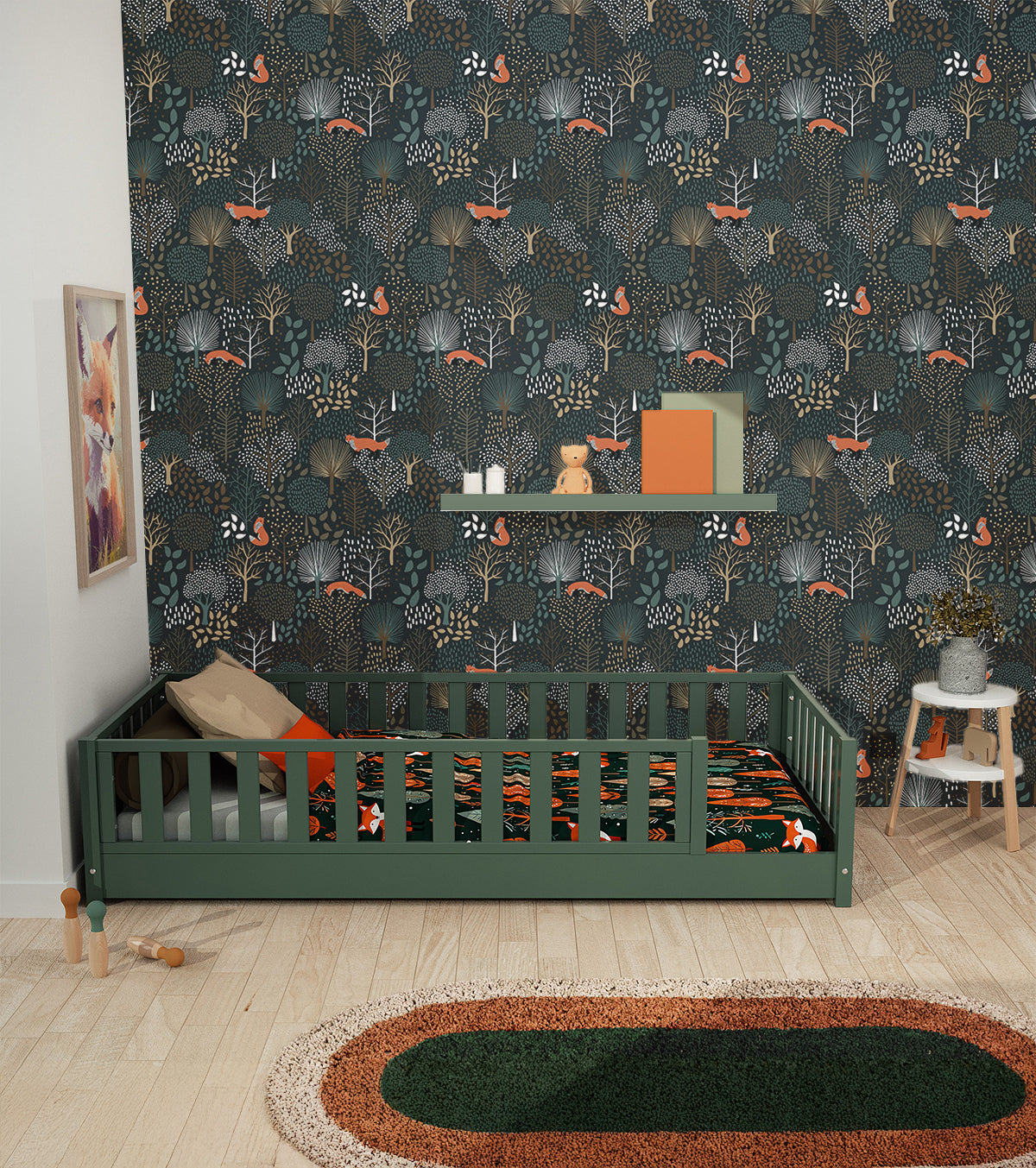 M. FOX - Papier peint enfant - Motifs forêt et renard