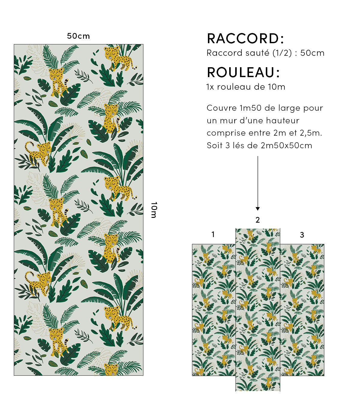 JUNGLE NIGHT - Papier peint enfant - Motif guépards