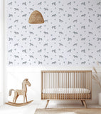 TANZANIA - Papier peint enfant - Motif zèbre fond bleu