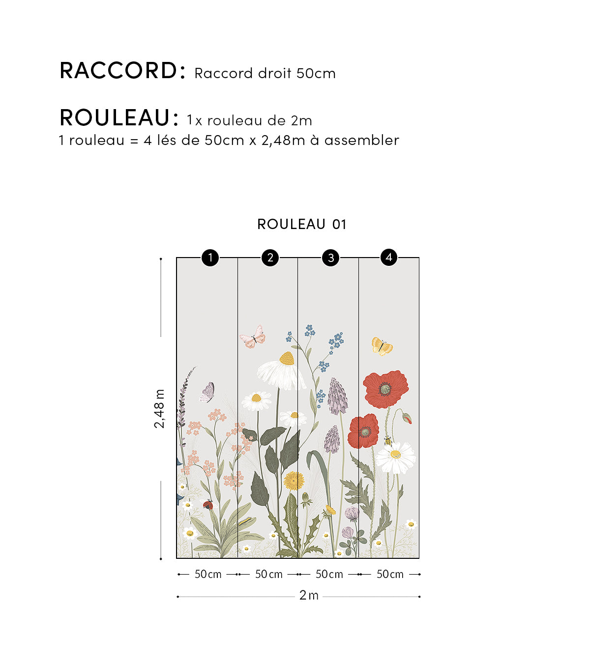 WILDFLOWERS - Papier peint panoramique - Champ de fleurs (PRODUIT RECONDITIONNÉ)