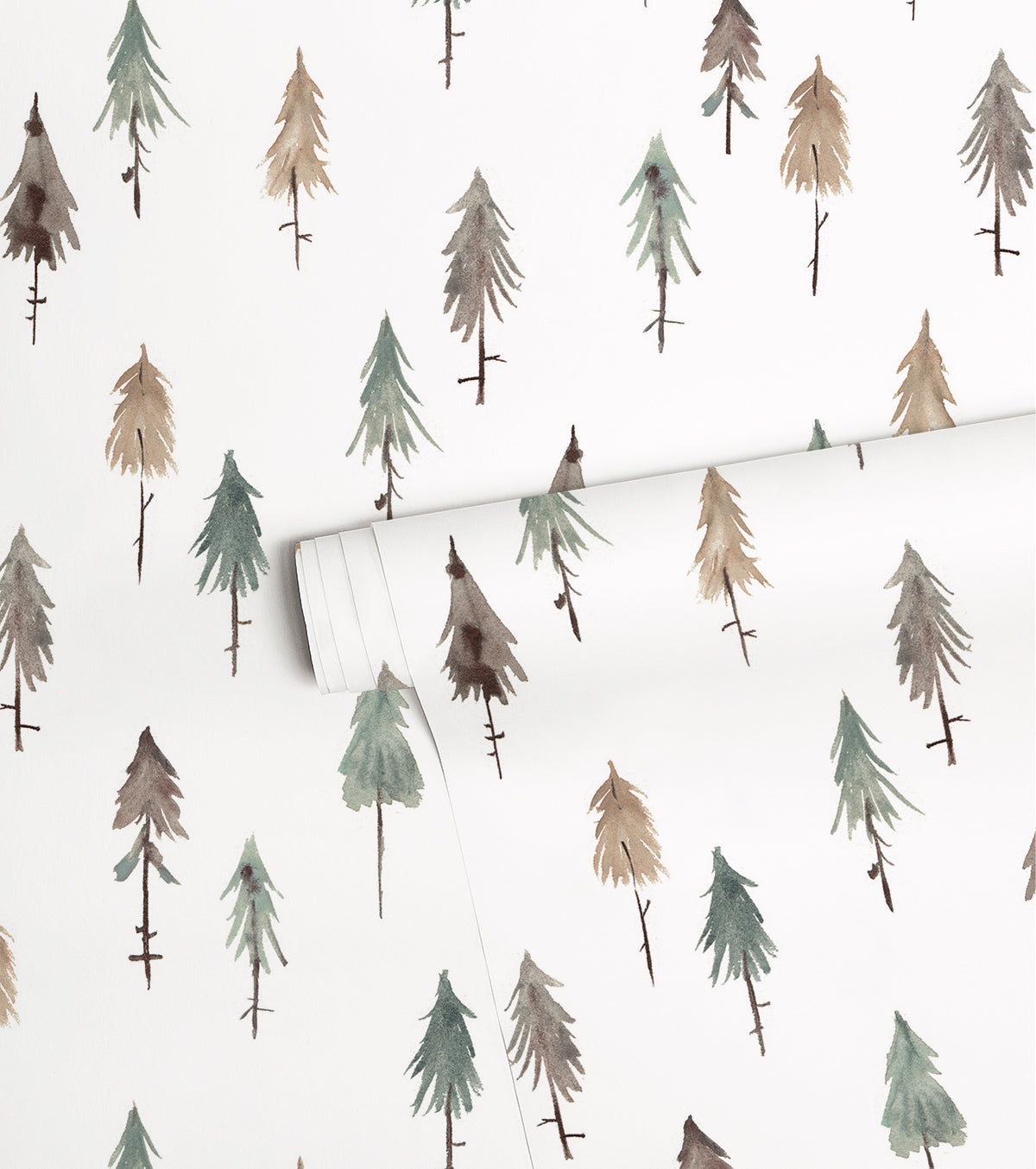 KHARU - Papier peint enfant - Motif forêt de sapin