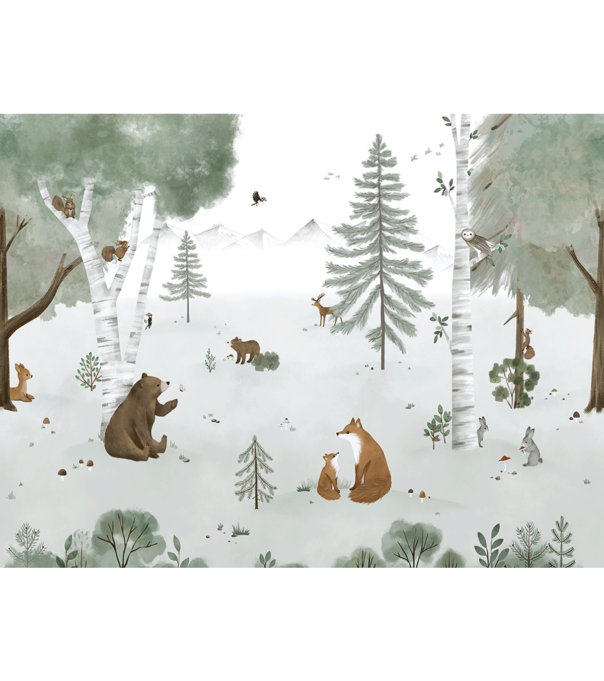 KHARU - Papier peint panoramique - Forêt et animaux