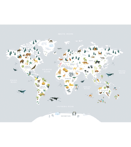 LIVING EARTH - Papier peint panoramique - Mappemonde animaux