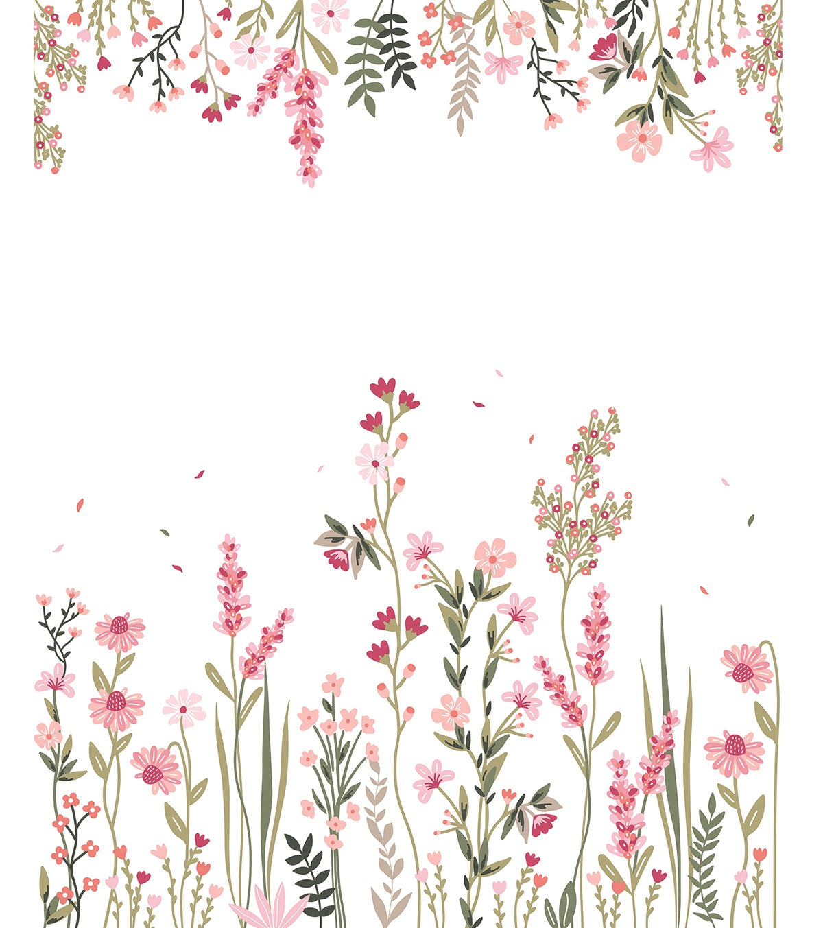 MAGENTA GARDEN - Échantillon papier peint decor, un champ de fleurs (droite)