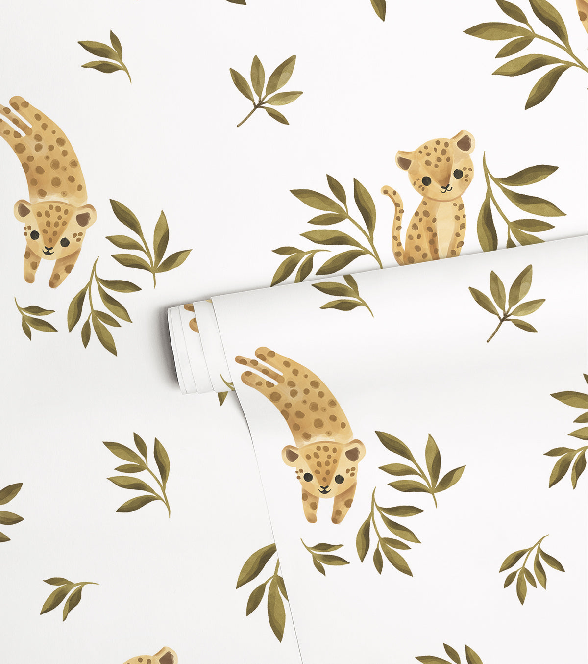 FELIDAE - Papier peint enfant - Motif petit léopard