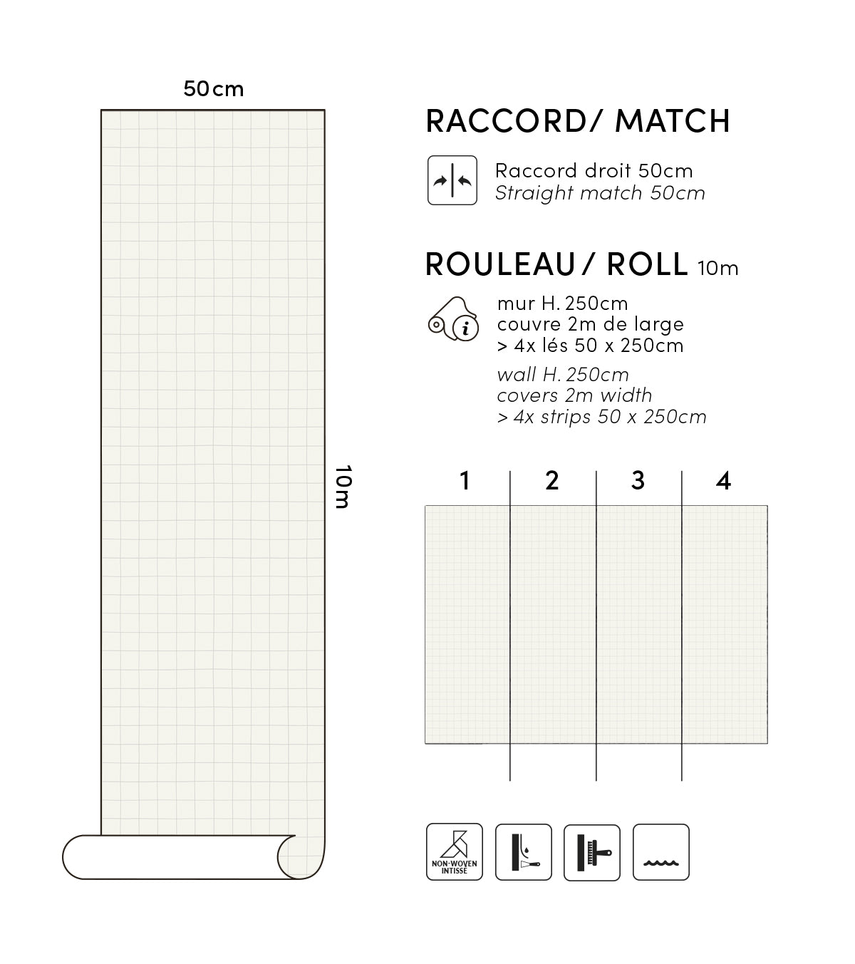 MINIMA - Papier peint enfant - Quadrillage gris clair