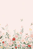 ALYSSE - Papier peint décor fleurs et oiseaux fond rose