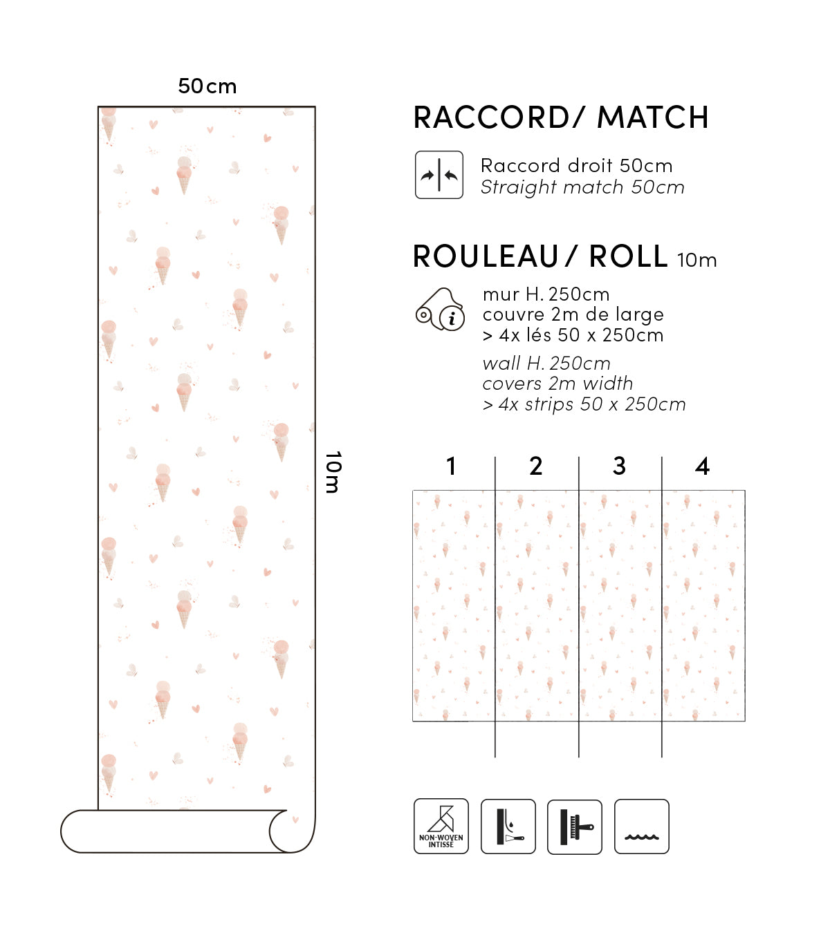 CHERRY CHERIE – Papier peint glaces et papillons, love