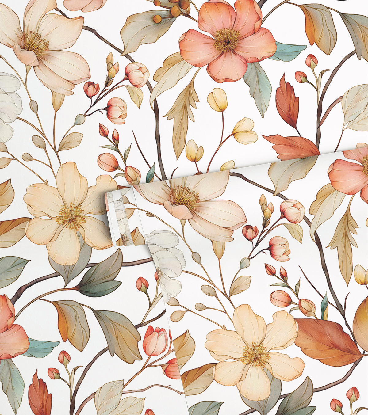 LOUISON - Papier peint fleurs d'automne