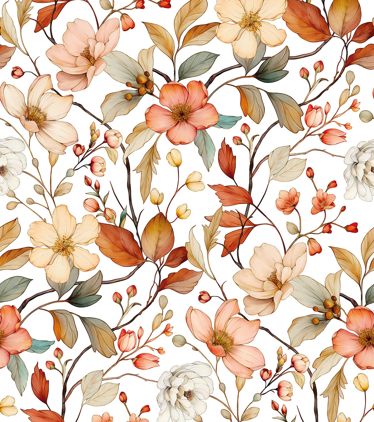 LOUISON - Papier peint fleurs d'automne