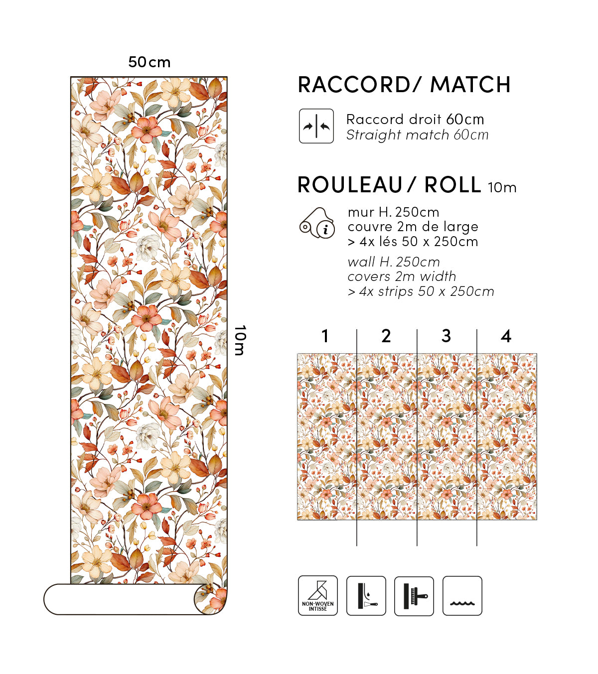 LOUISON - Papier peint fleurs d'automne