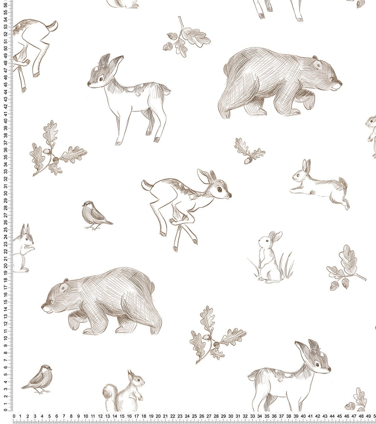 NATURAL - Papier peint animaux de la forêt sépia