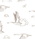 NATURAL - Papier peint oies et nuages sépia