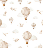 CLOUDY TALES - Papier peint enfant montgolfières et oies sauvages