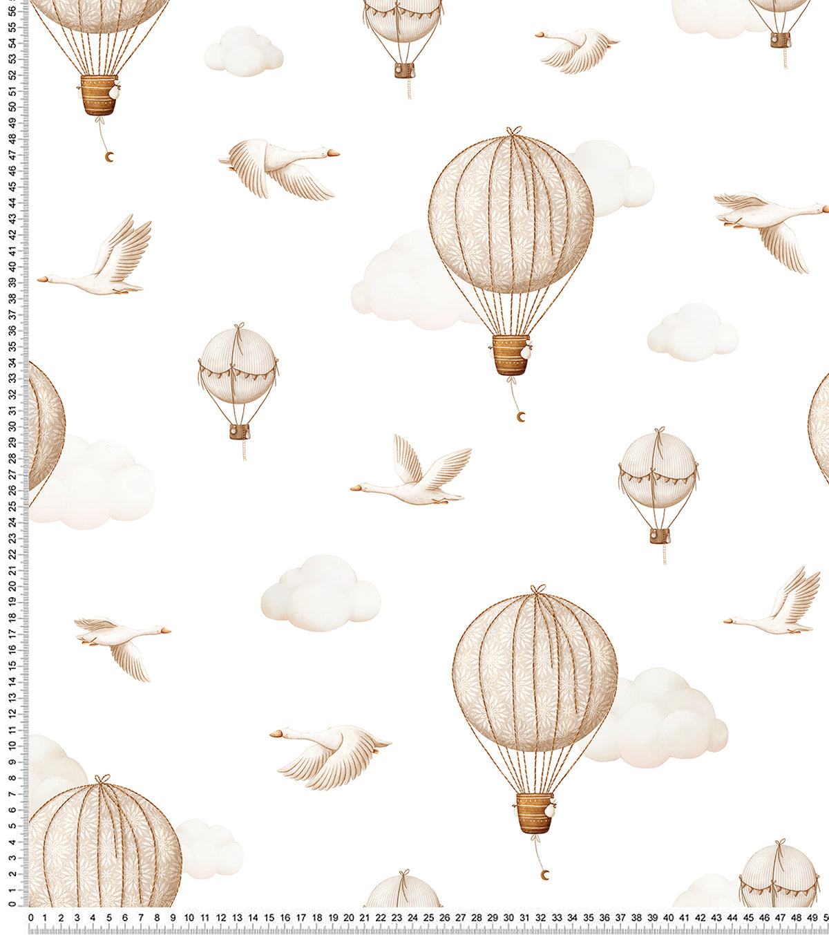 CLOUDY TALES - Papier peint enfant montgolfières et oies sauvages