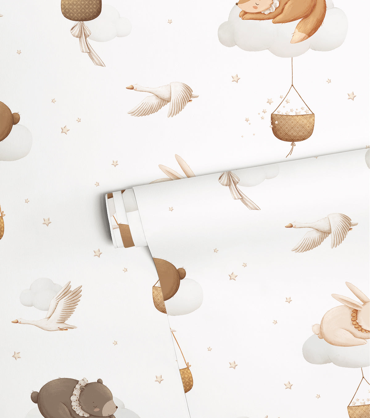 CLOUDY TALES - Papier peint enfant animaux dans les nuages