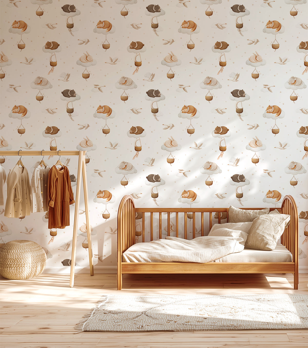 CLOUDY TALES - Papier peint enfant animaux dans les nuages