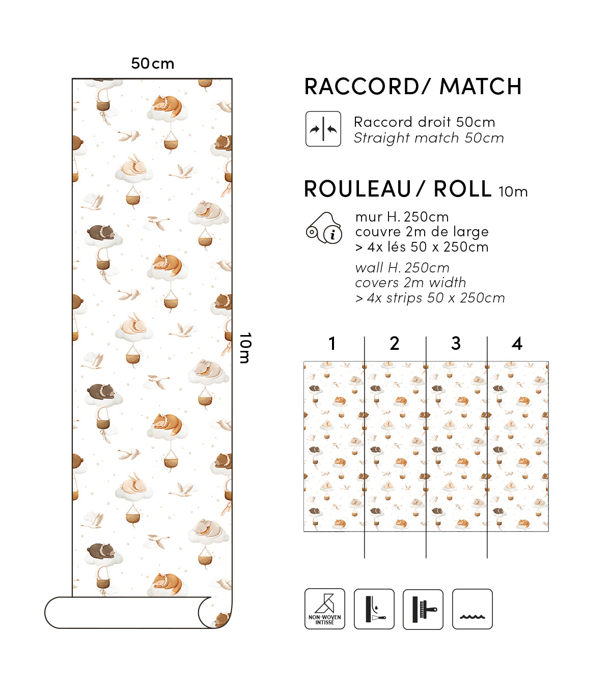 CLOUDY TALES - Papier peint enfant animaux dans les nuages