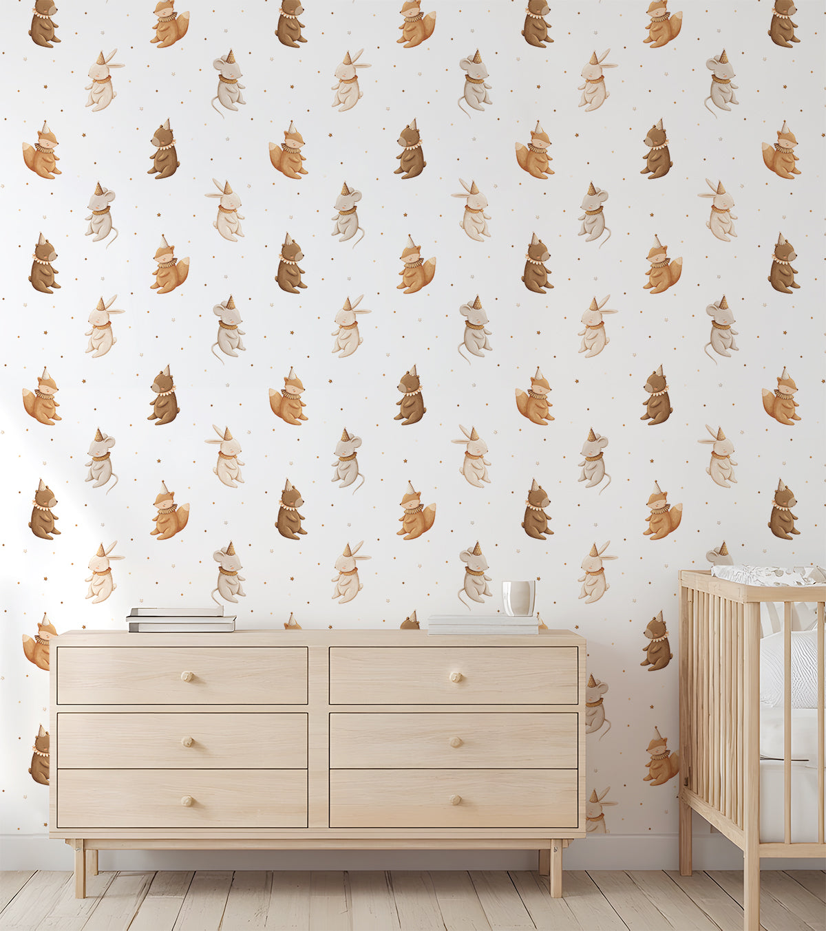 CLOUDY TALES - Papier peint enfant animaux parade d'anniversaire