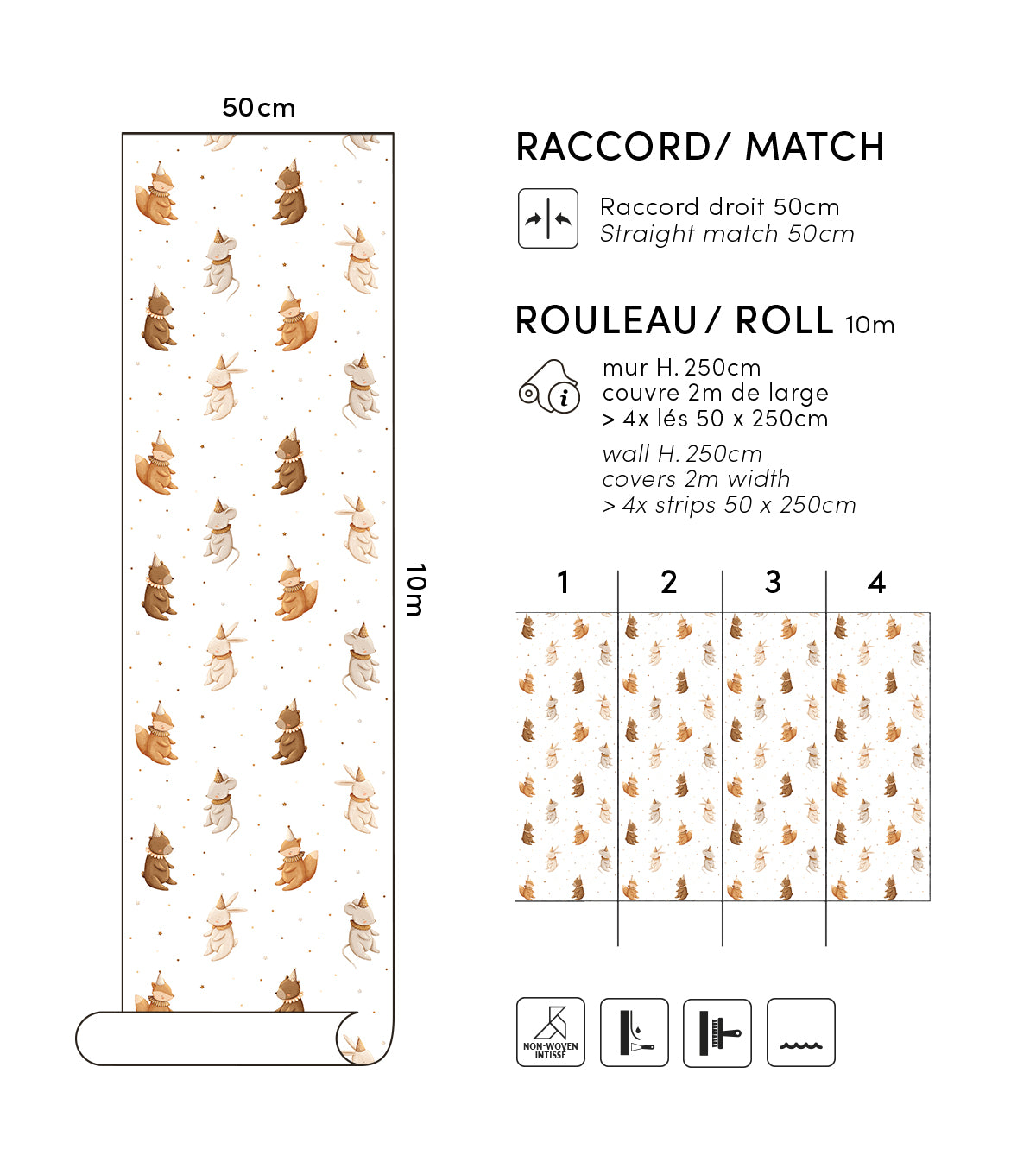 CLOUDY TALES - Papier peint enfant animaux parade d'anniversaire