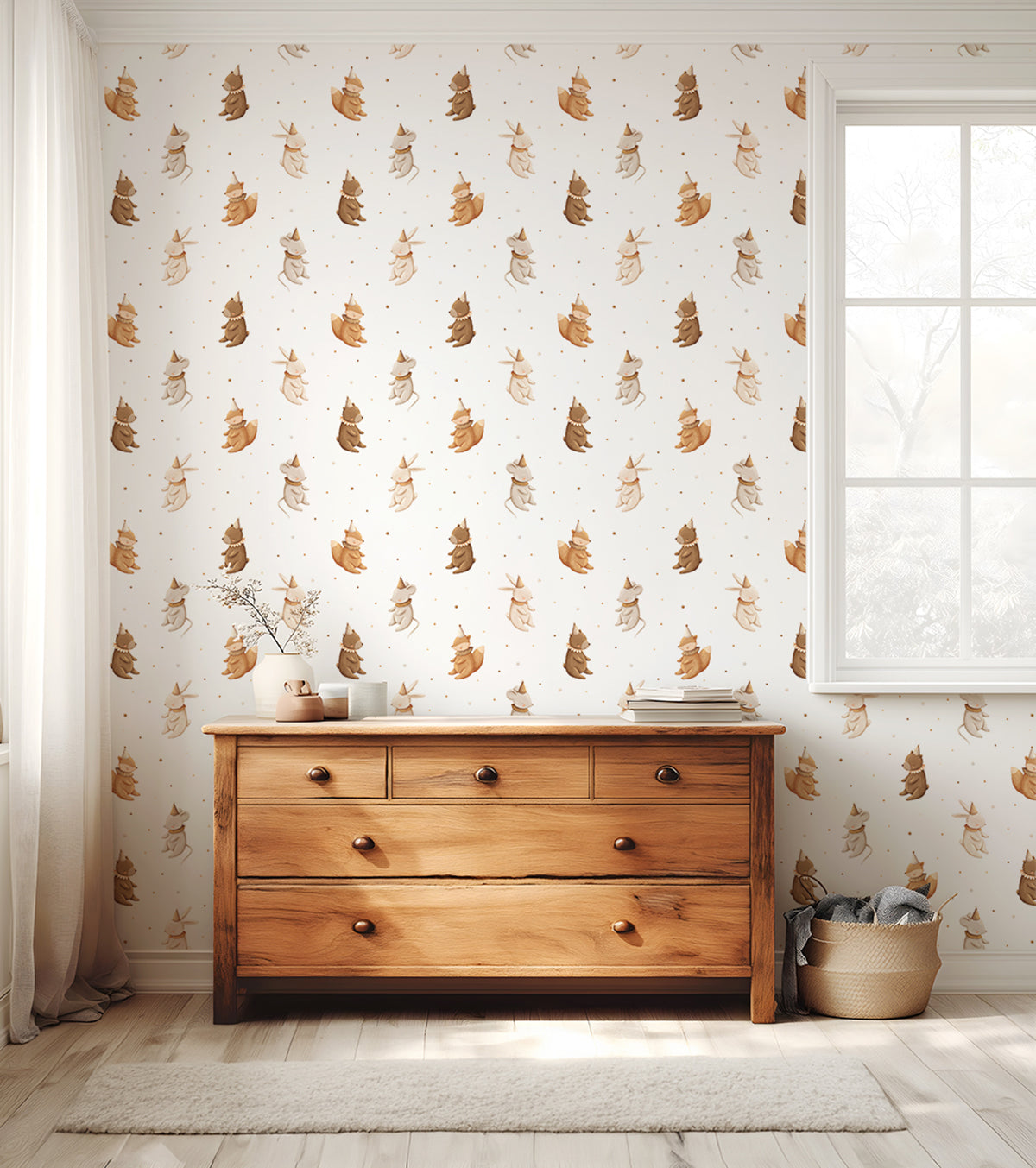 CLOUDY TALES - Papier peint enfant animaux parade d'anniversaire