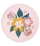 CAPUCINE - Tapis enfant - Fleurs fond rose