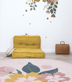 CAPUCINE - Tapis enfant - Fleurs fond rose