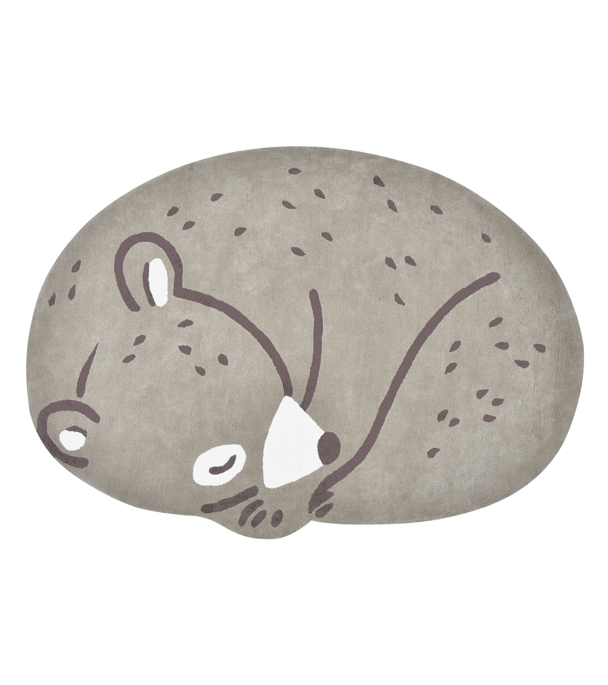 KHARU - Tapis enfant - L'ours gris endormi