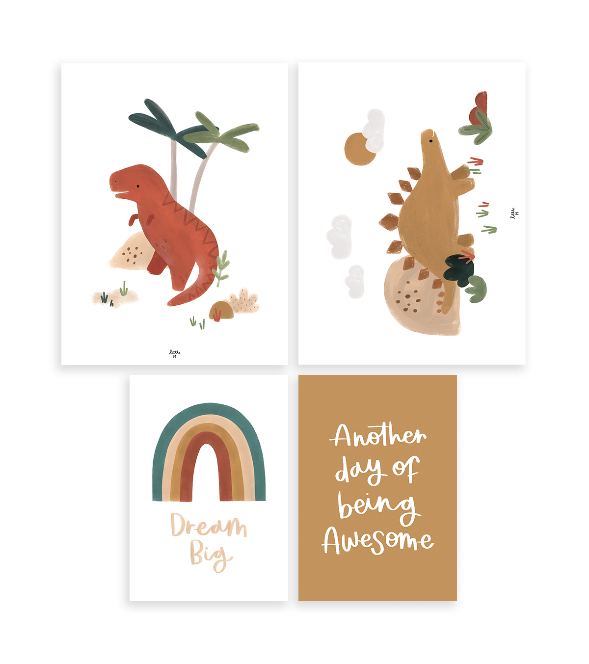 SUNNY – Lot de 4 affiches enfant / Dinosaures & co