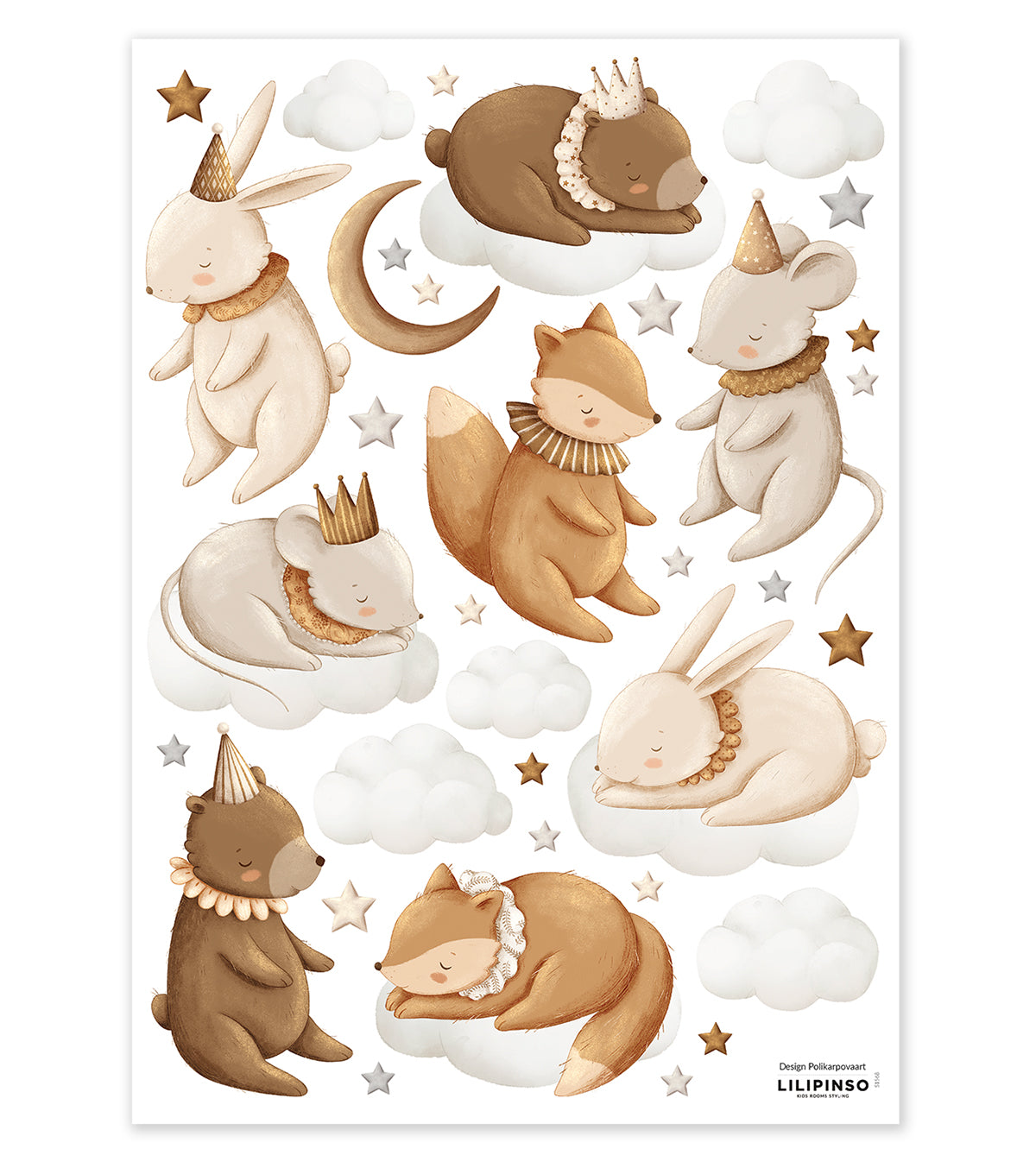 CLOUDY TALES - Stickers muraux - Animaux endormis