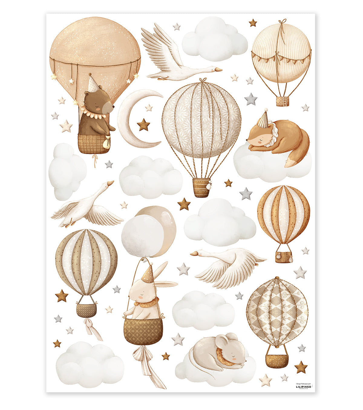 CLOUDY TALES - Stickers muraux - Montgolfières et animaux