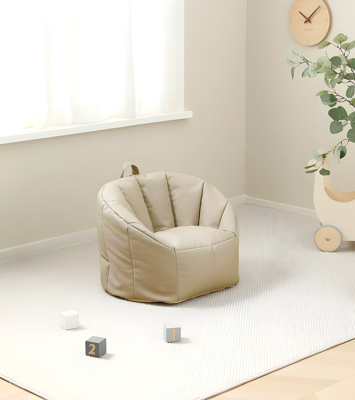 Fauteuil + repose pied enfant – Design ergonomique et pratique - beige
