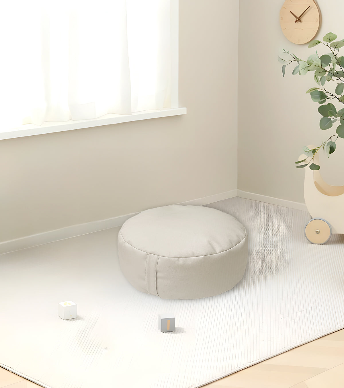 Pouf (L) enfant confortable – Compact et pratique - gris