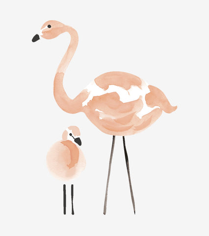 FLAMINGO - Grands stickers - Flamant rose et son bébé