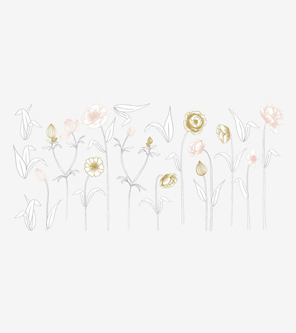 BOTANY - Grands stickers - Grandes fleurs (rose et ocre)
