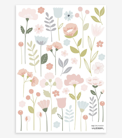 Stickers muraux fleurs sauvages wildflowers Couleur vert Lilipinso