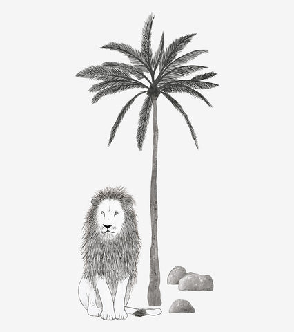 SERENGETI - Grands stickers - Lion et palmier