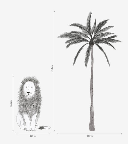 SERENGETI - Grands stickers - Lion et palmier