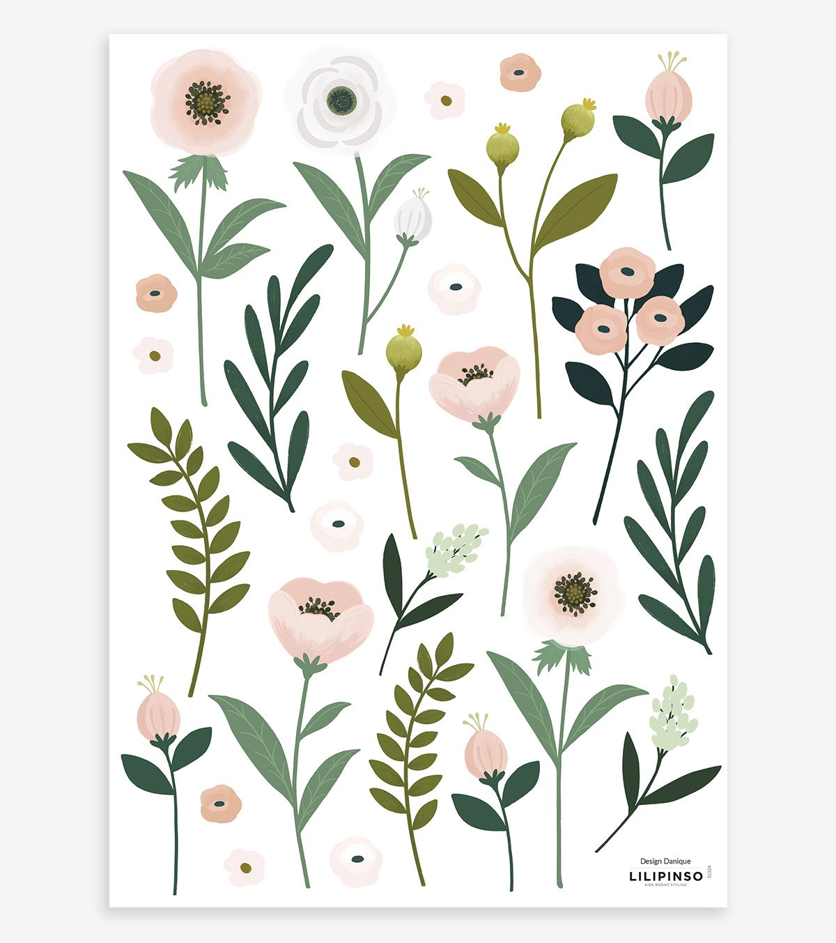 WONDERLAND - Stickers muraux - Fleurs d'anémones roses