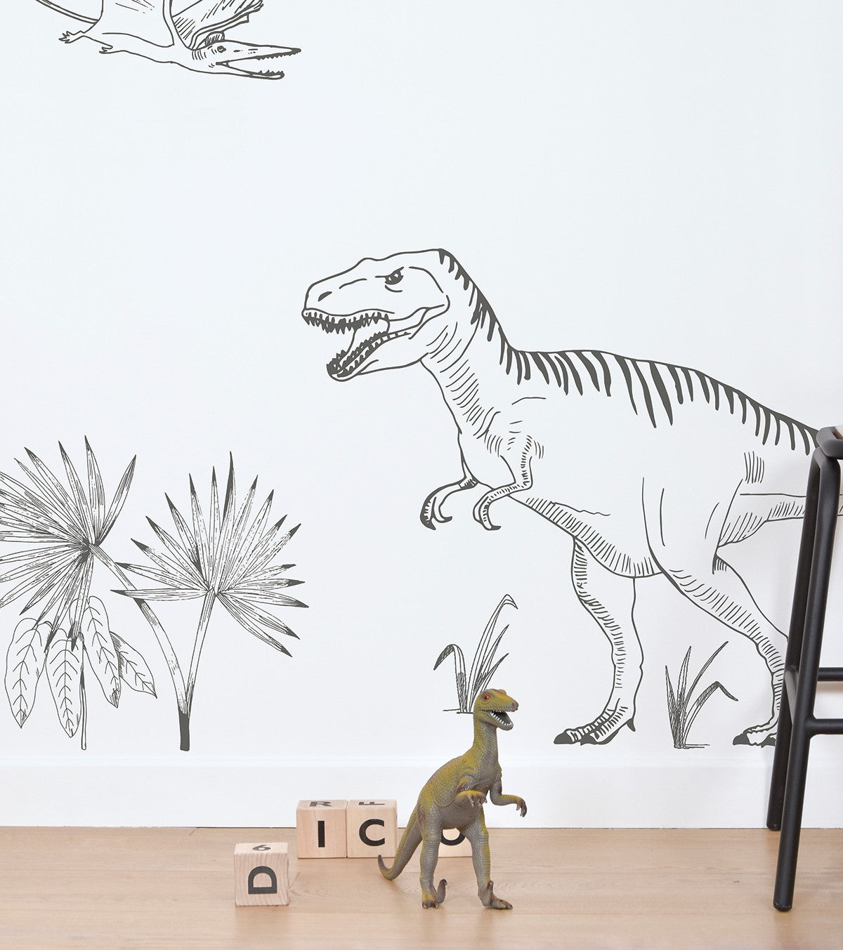 DINOSAURUS - Stickers muraux - Dinosaure : T - rex, ptéranodon et palmier