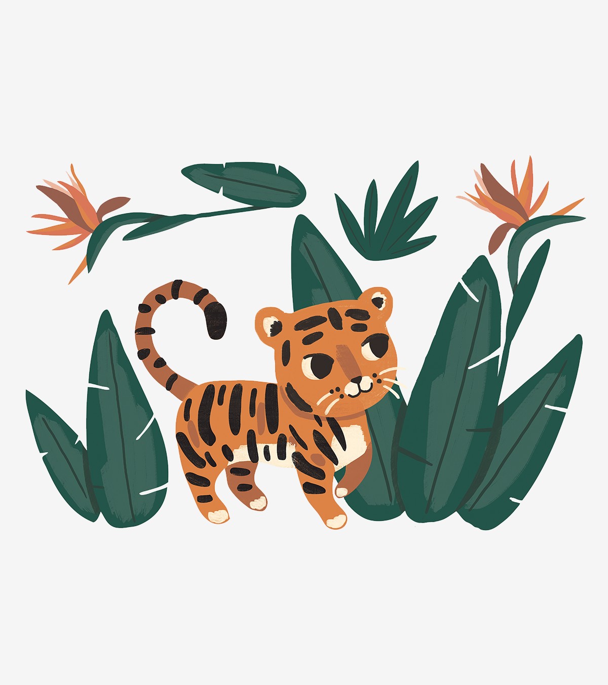 JUNGLE NIGHT - Grands stickers - Tigre et feuillage de la jungle