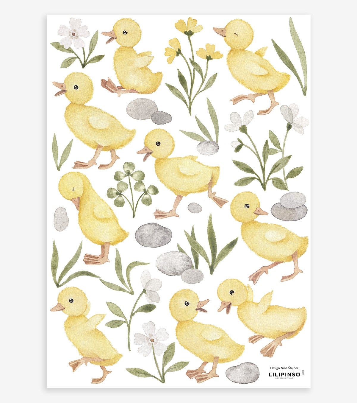 LUCKY DUCKY - Stickers muraux - 9 petits canetons