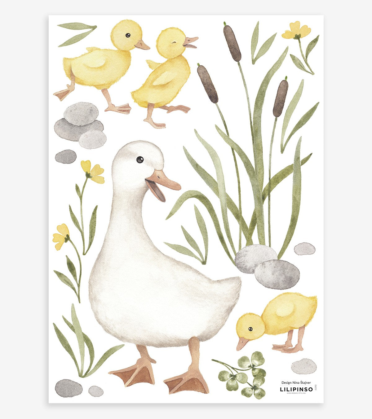 LUCKY DUCKY - Stickers muraux - Maman canard et canetons